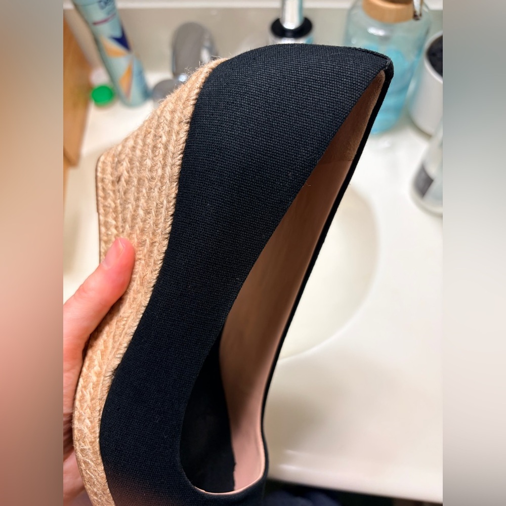 Black Wedge Espadrille Shoes J Crew sz 7 - Picture 9 of 17